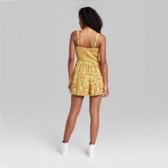 Wild Fable Women's Yellow Romper with Fruit Print Size L - Picture 4 of 6
